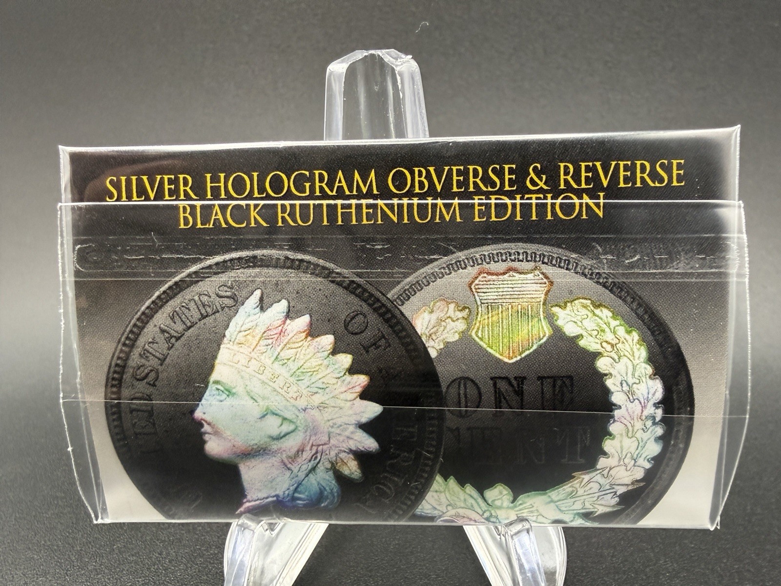 1900's Original INDIAN HEAD CENT PENNY Coin - BLACK RUTHENIUM & SILVER HOLOGRAM