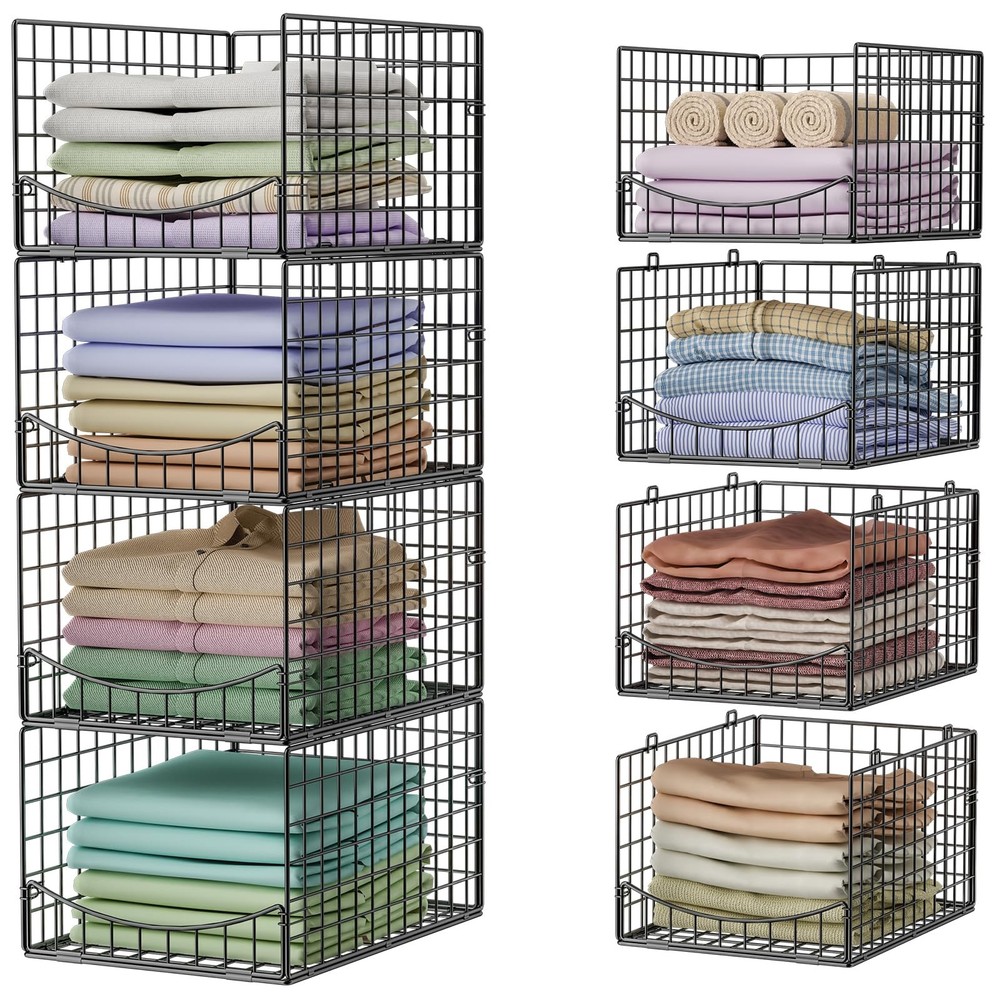 Hongtamoya 4-Tier Stackable Closet 15.9"D x 12"W x 35.3"H | Stackable, Black