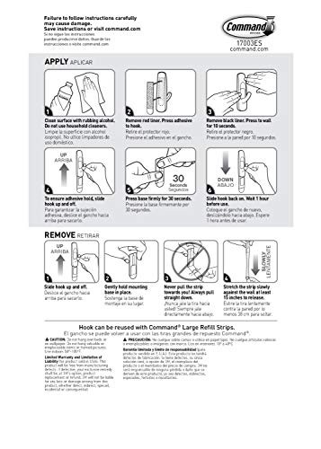 Command 5 lb Large Utility Hooks, 7 Hooks and 12 Strips, Large, White
