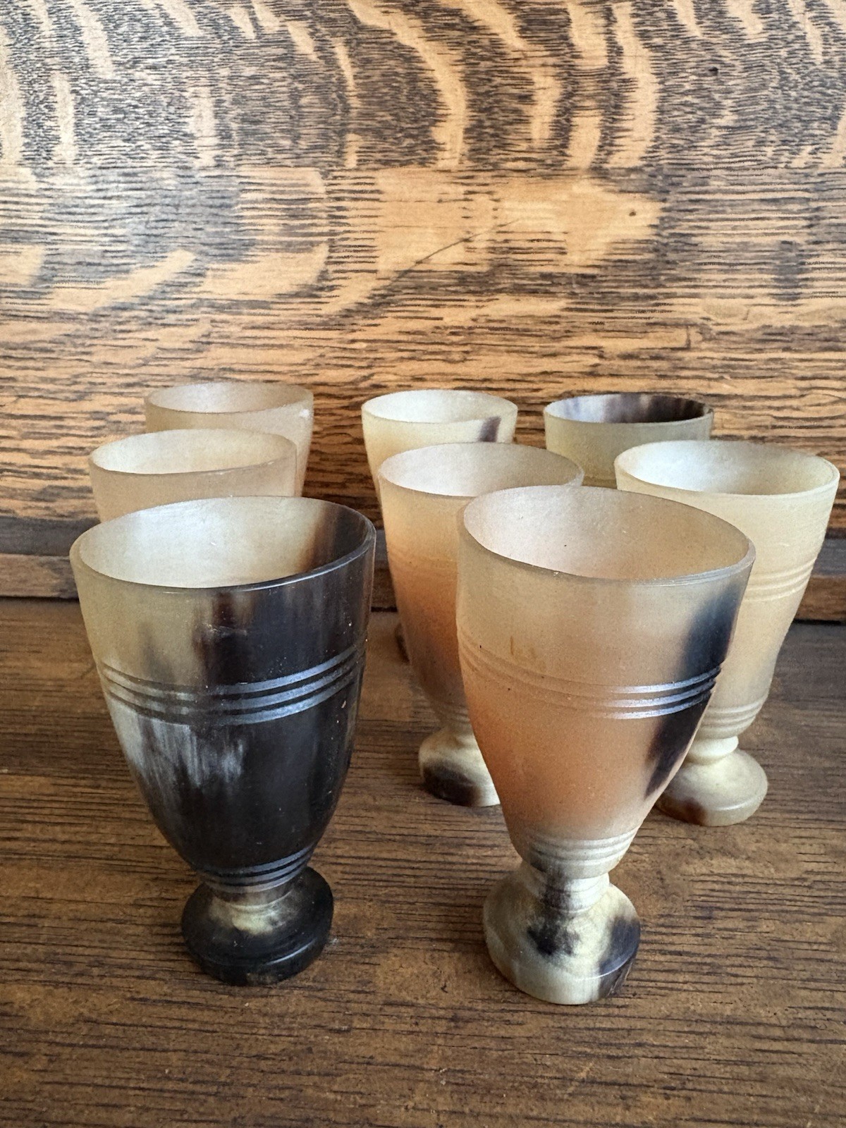 Natural Bovine Horn Mead Cordial Drinking Cups Set of Eight