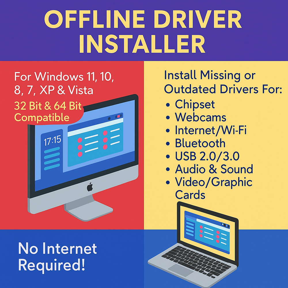 #1 Windows Drivers Automatic Install Kit 11, 10, 8, 7, XP - No Internet Required