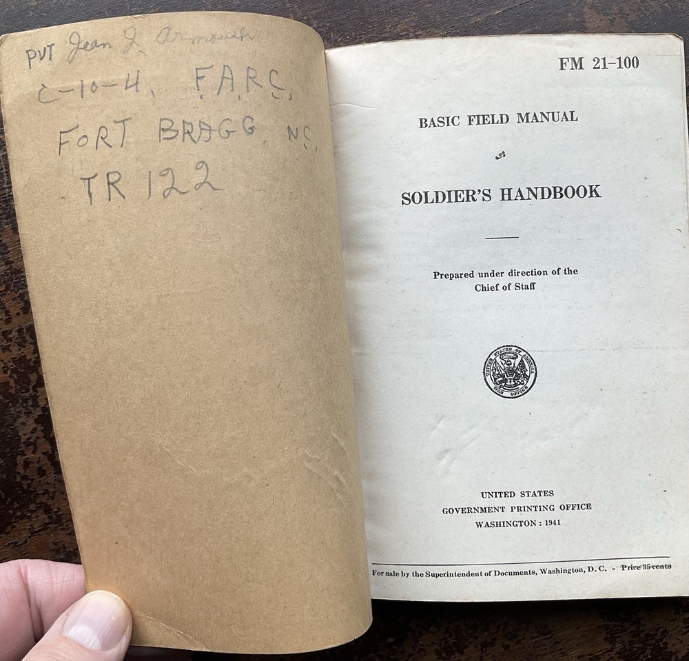 WW2 Basic Field Manual Soldier’s Handbook July 23, 1941 NAMED