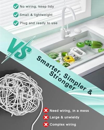 Garbage Disposal Wireless Switch Kit, Remote Control Outlet, No Drilling On