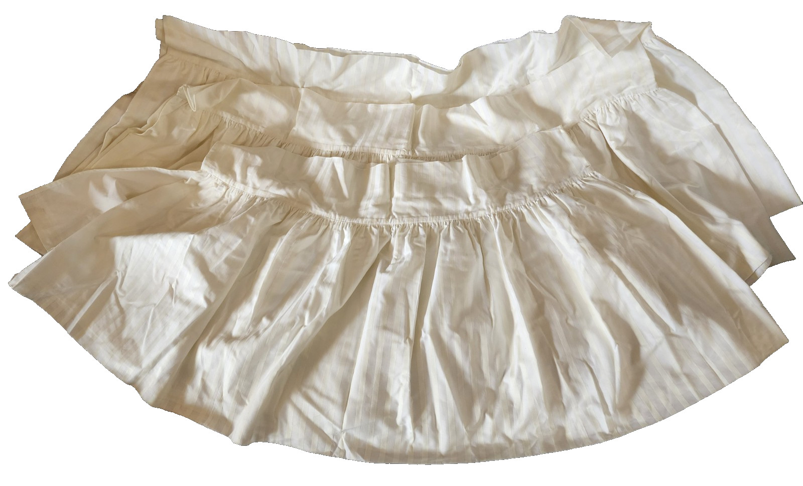 Anichini Euro Bed Skirt Set - 2x-82"x20" 1x-64"x20" Cream Striped Damask USA