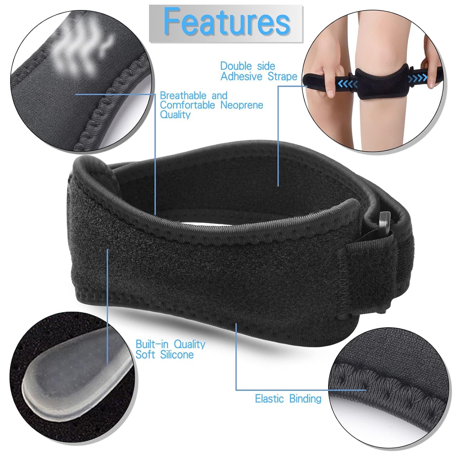 Pain Relief Knee Brace Support Patella Stabilizer Strap Arthritis Running Tendon