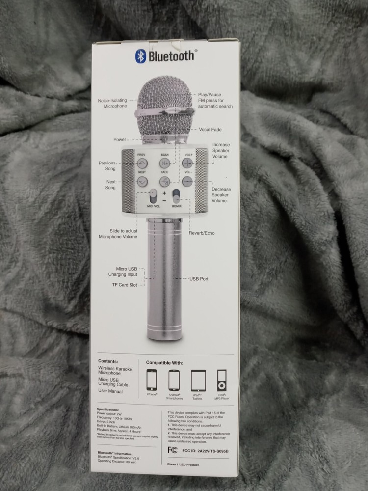Dancing LED Karaoke Microphone Tech Solutions Popstar Wireless Mic "New Arrival"