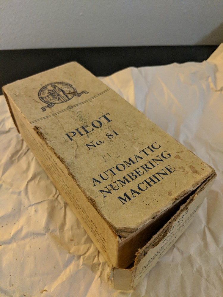 Vintage Pilot Automatic Numbering Machine Stamper - No.81. with box. VG.