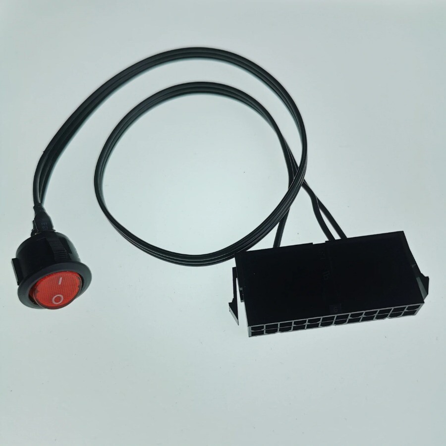 PC Server ATX PSU 24Pin Starter Switch Button Power Cable Self-Lock Boat Shape