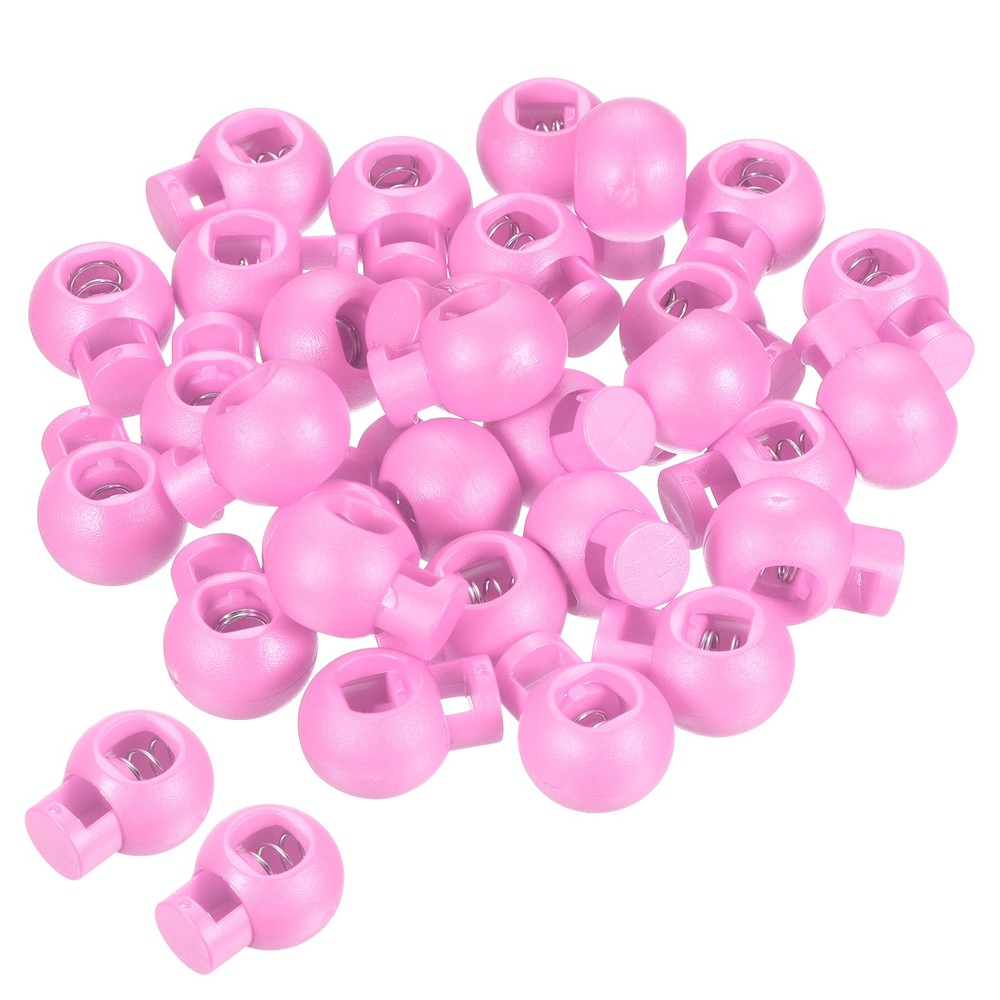 Cord Locks, 30 Pack Ball Spring Toggle Stopper, Pink