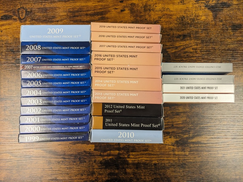 1999-2023 US Mint Issued CLAD Proof Sets. 25 Sets.