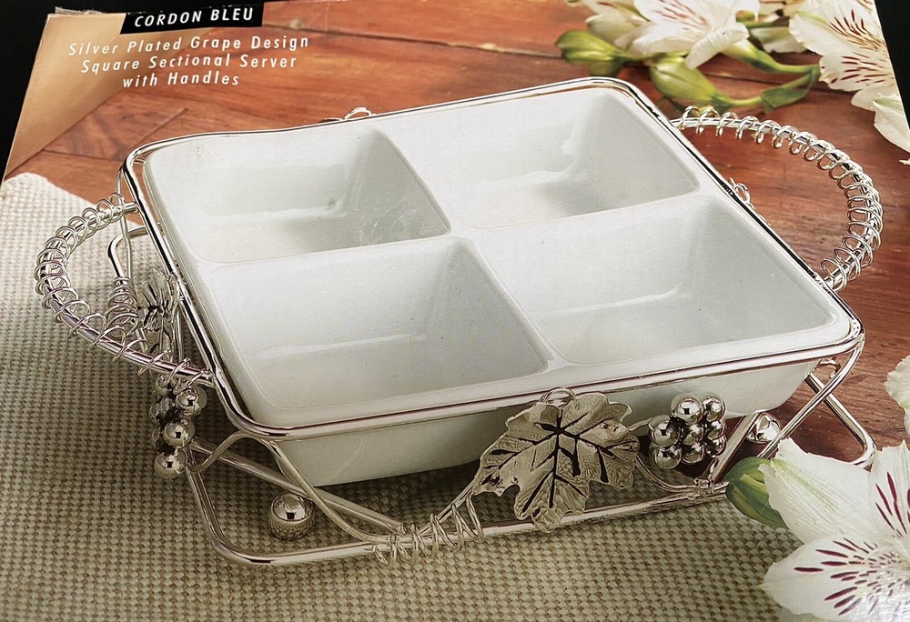 Cordon Bleu Silver Plated Grape Squear Sectional Server  Handles 835
