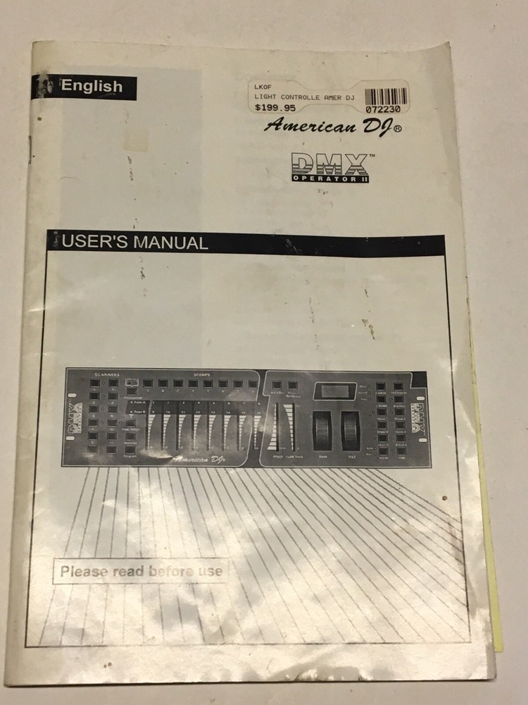 ADJ American DJ DMX Operator II DMX Lighting Controller User's Manual