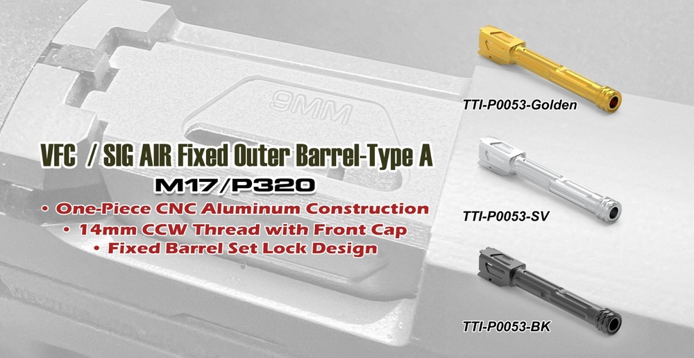 TTI AIRSOFT P0053-Silver VFC M17 / P320 Airsoft Fixed Outer Barrel-Silver Type A