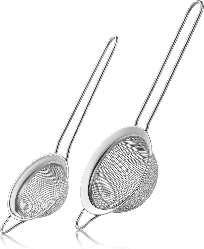 2 Pack Fine Mesh Strainers, Mini Stainless Steel Strainer with Handle for Kitche