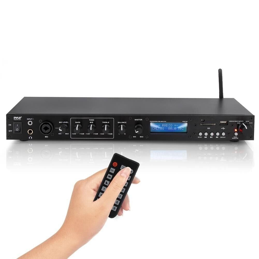 Pyle Pro Audio Bluetooth Preamplifier Receiver System-Digital Rack Mount