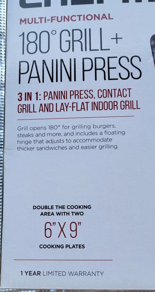 Chefman Multifuncional 180º Grill + Panini Press