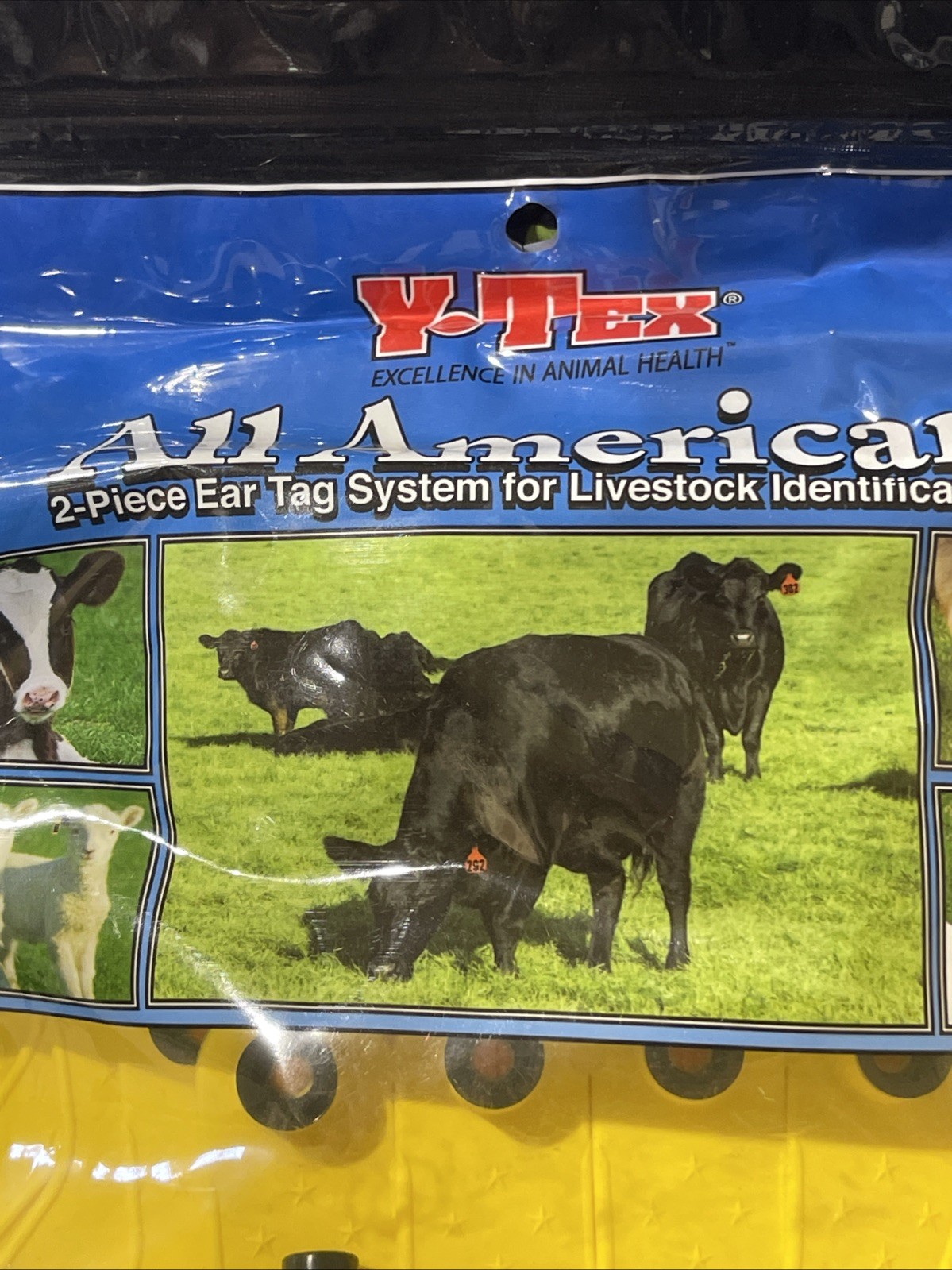 Y-Tex 4 Star Large Cattle Tags 25 Pack, 2 Piece Ear Tag System, Yellow, 176-200