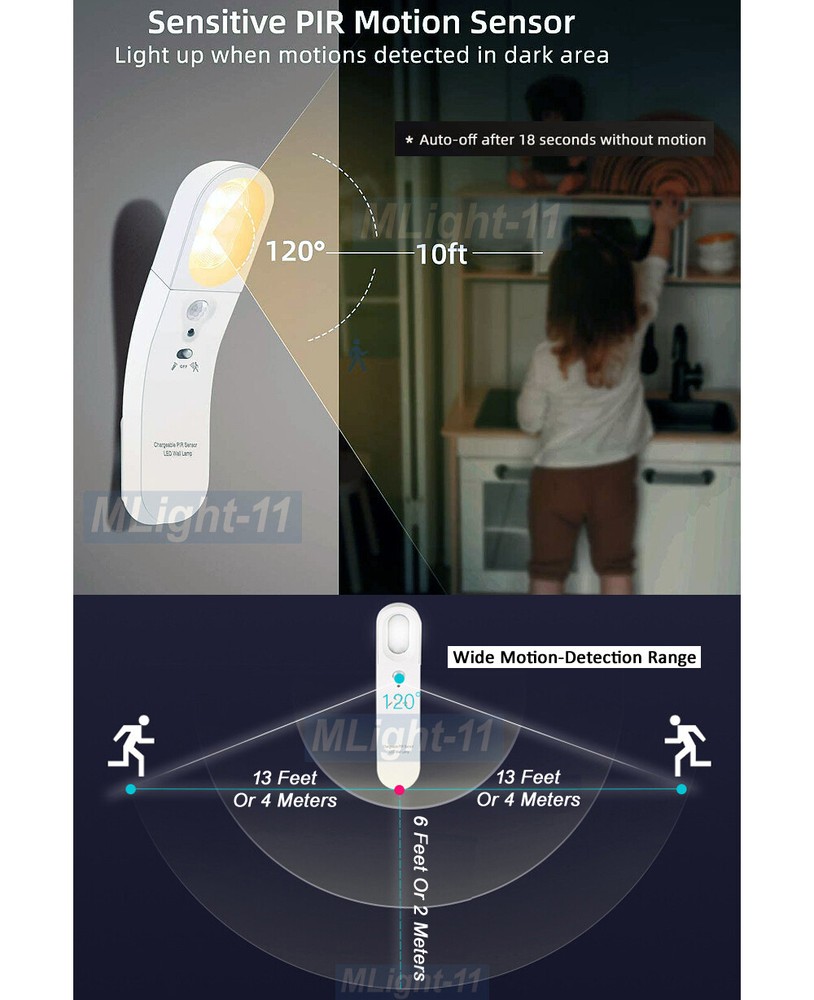 Premium LED Motion Sensor Light Flashlight Night Light DC 5V USB Rechargeable