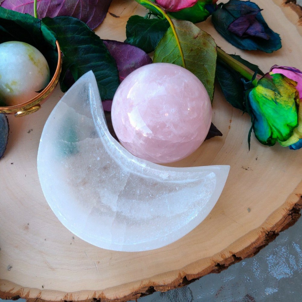 Large Selenite Crescent Moon Bowl
