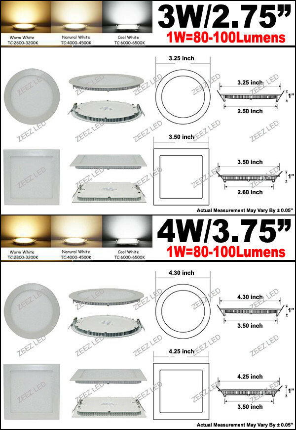 3/4W 6W 9W 12W 15W 18W 20W 25W Dimmable LED Recessed Ceiling Panel Light Fixture