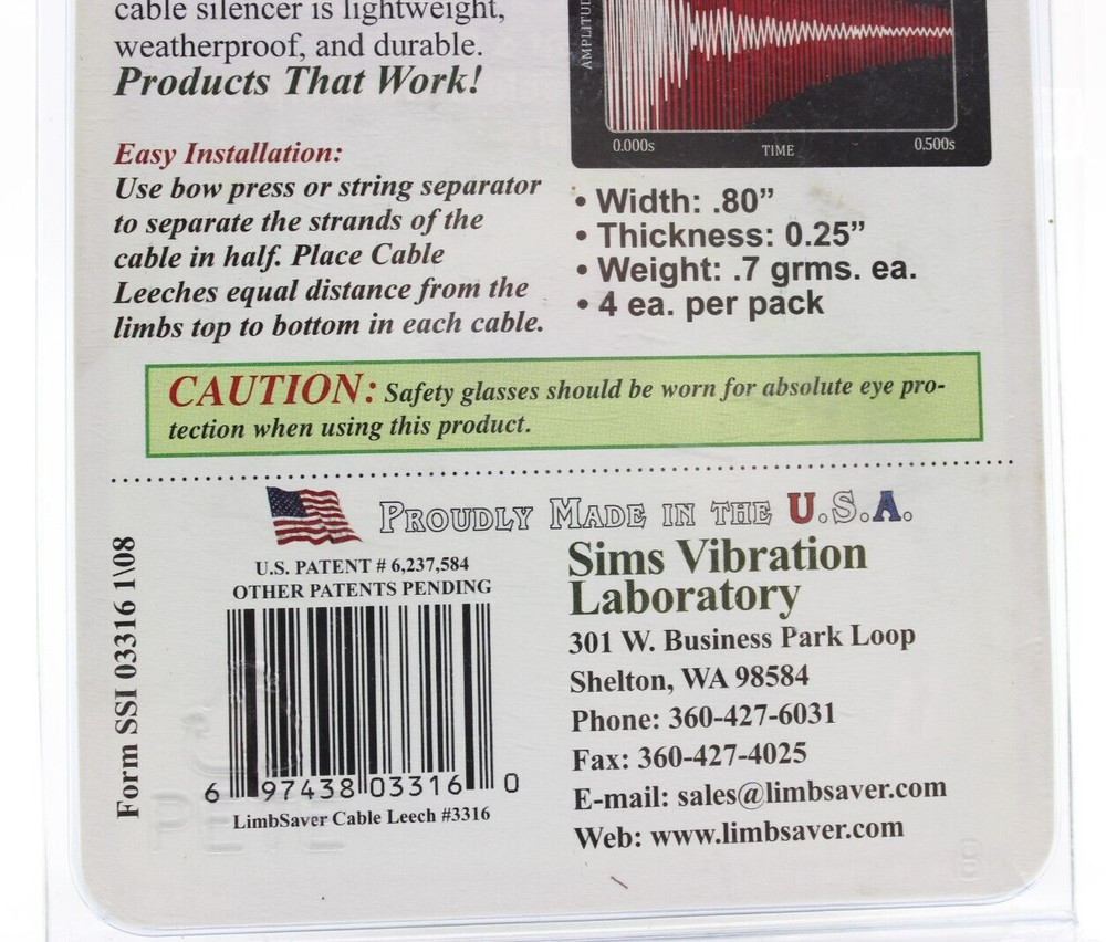 LimbSaver 3316 Cable Leeches Lightweight Noise & Vibration Bow String Dampener