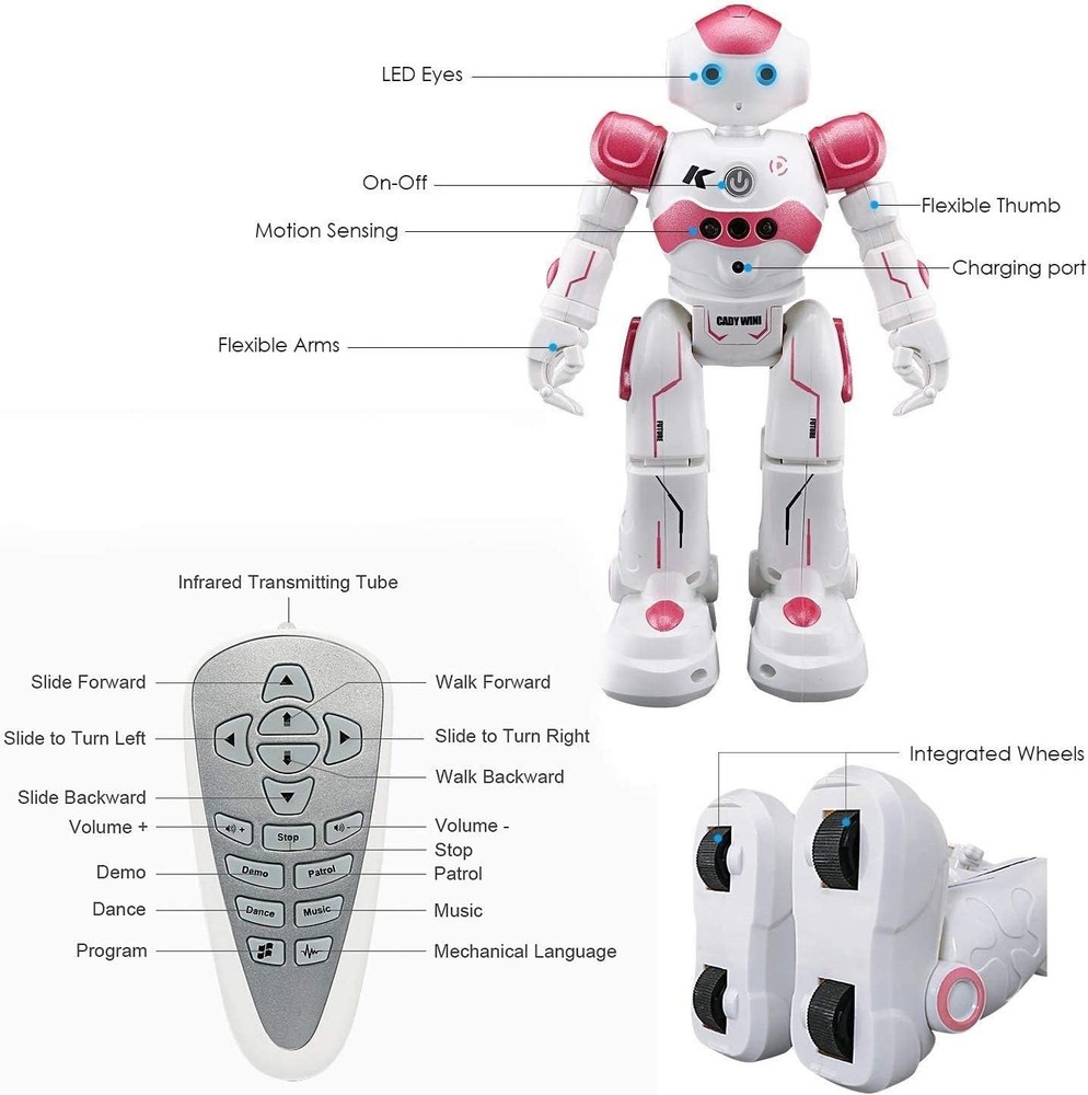 RC Robot Toys, Gesture & Sensing Programmable Remote Control Smart Robot Pink US