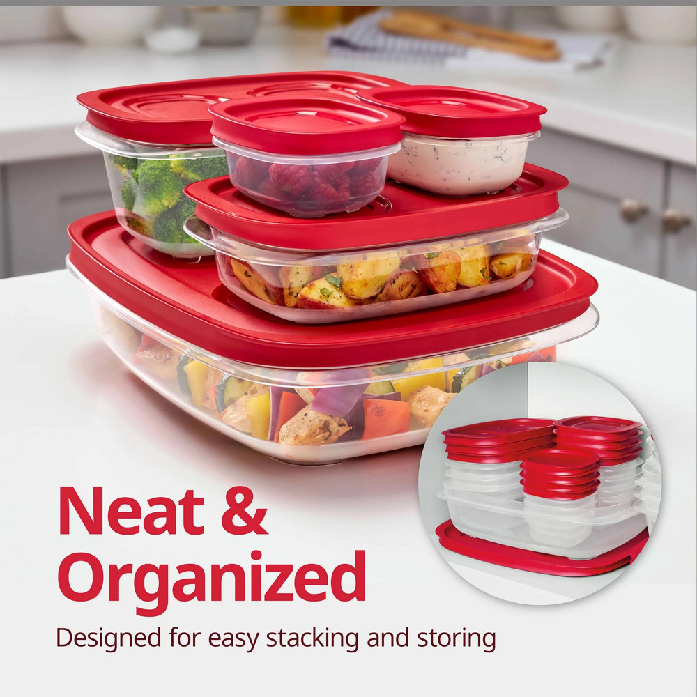 Rubbermaid EasyStore 18Pc Medium Rectangle Food Storage Containers Set Lids