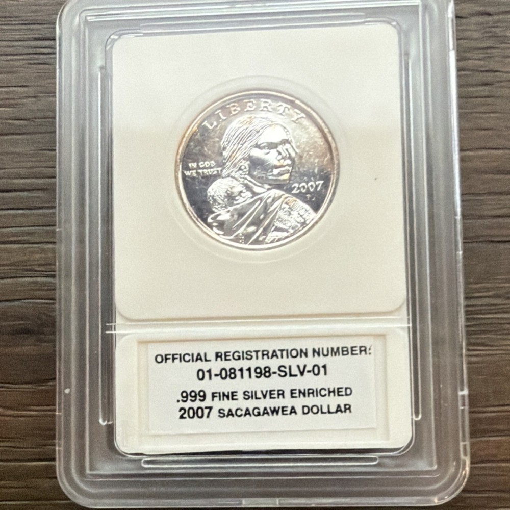 Five (5), 2007 Sacagawea .999 Silver Plated.