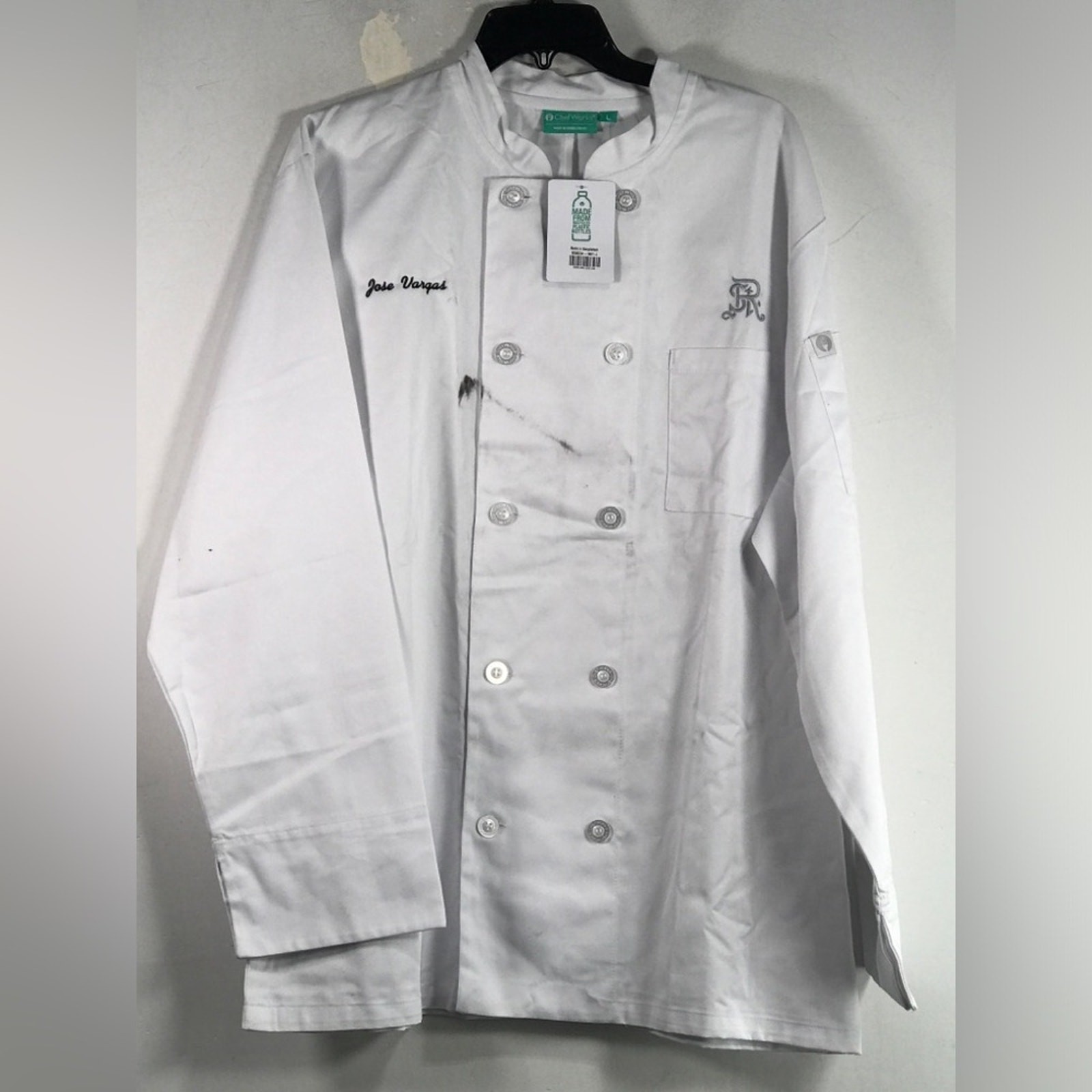 Chef Works Double Breasted Long Sleeve Chef Coat, Men's Size L - White