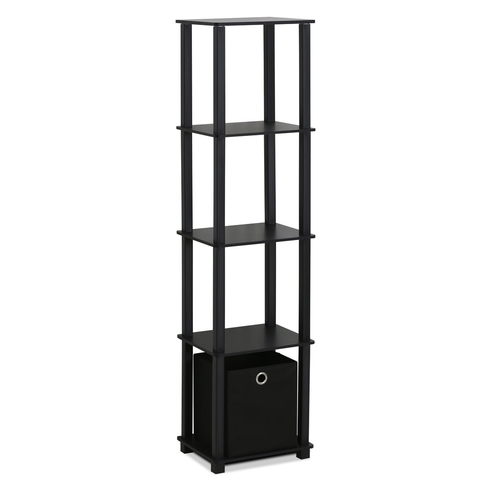 No Tools Wood 5-Tier Display Decorative Shelf in Black