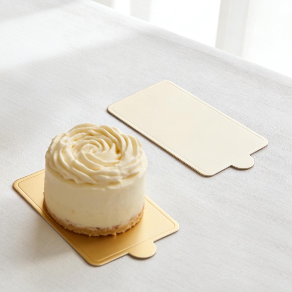 500 PCS 2.4x4 Inch Mini Rectangular Golden Cake Boards Mousse Base Paper