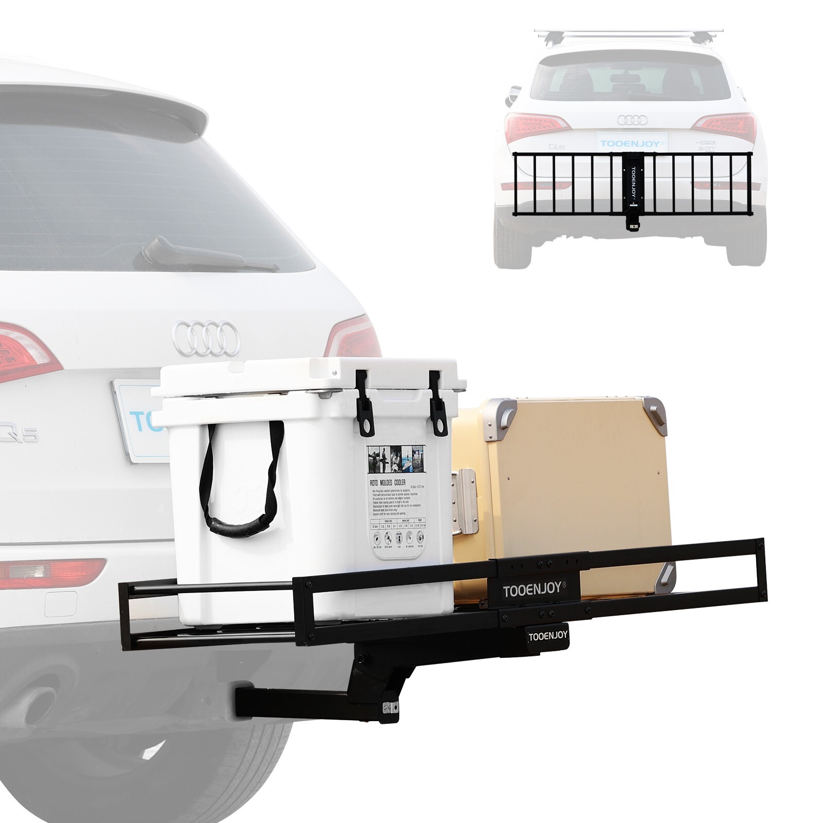 TOOENJOY 59'' Foldable Hitch Mount Cargo Carrier Luggage Basket Fits 2" Receiver