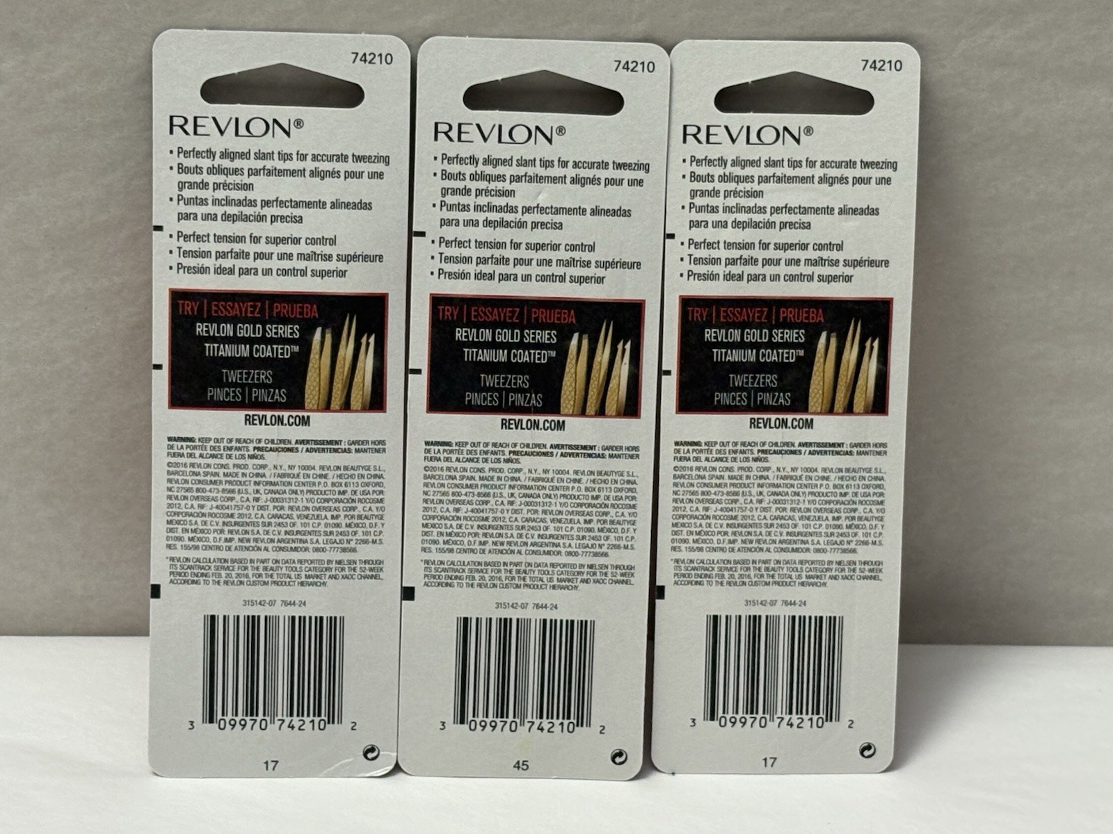 New Revlon Expert Slant Tweezer tip Made With Stainless Steel 3-PACK