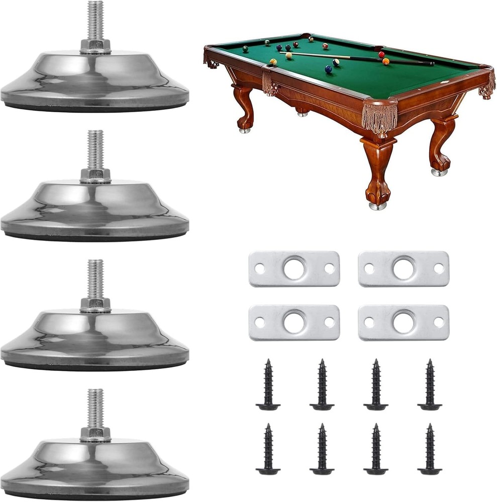 4pcs Pool Table Leg Levelers, 5-Inch Billiard Table Leg Leveling Risers, Adju...
