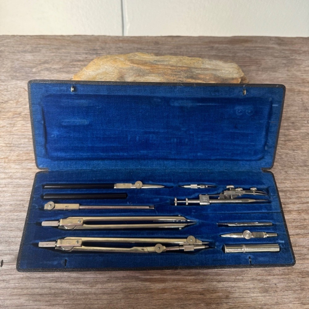 Haff Drafting Compass Set Techniker Vintage Geometry Drawing Instrument Case