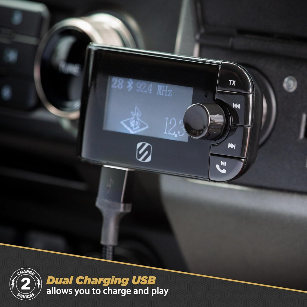 Bluetooth 5.0 FM Transmitter with Dual USB Chargers, LCD, Aux, Hands-Free Car Ki