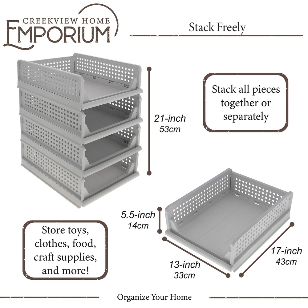 Creekview Home Emporium Stacking Drawer Organizer - 4 Plastic Stackable Drawers
