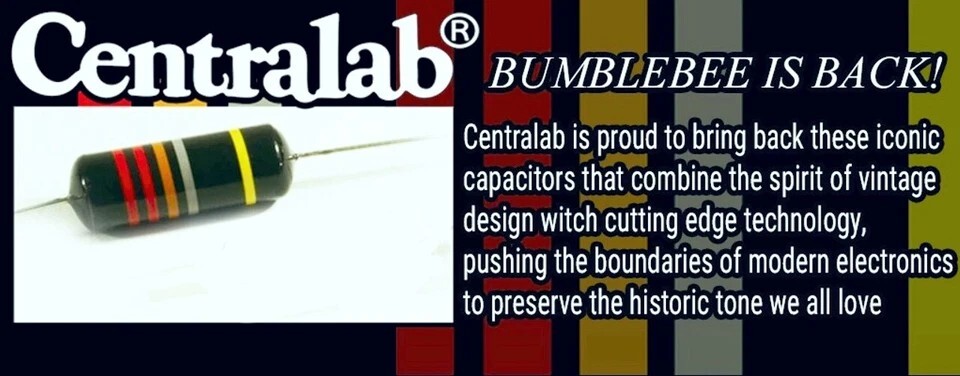 Pair of Centralab Bumblebee .022 Capacitors for Les Paul, SG, Tele '72 Thinline