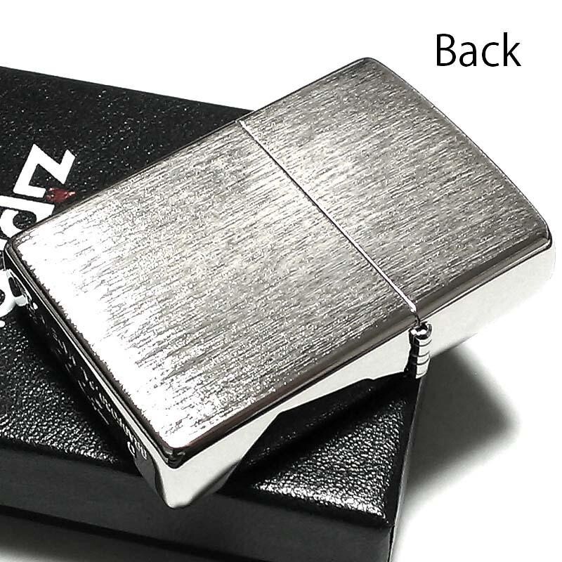 Zippo Lighter Platinum Silver Satin Double Sided Processing Regular case Japan