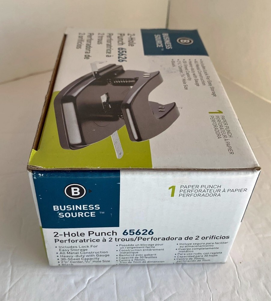 Business Source 2-Hole Punch 65626 30 Sheet Capacity