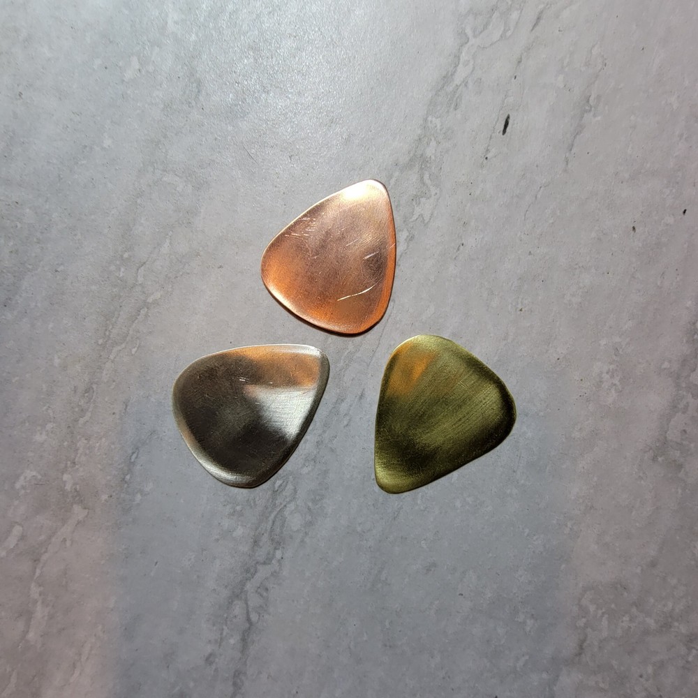 Handmade Silver Brass And Copper Guitar Pick 26gauge 3 Pcs Set