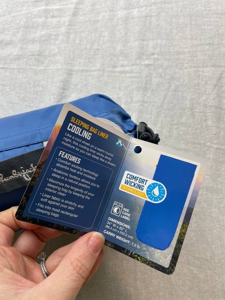 Slumberjack Cooling Sleeping Bag Liner NEW (80x34) Blue Rectangular Summer