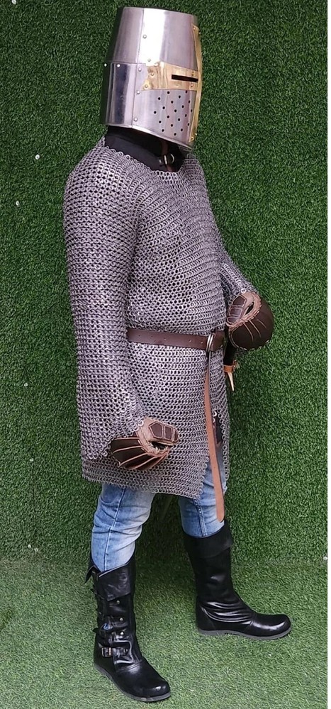 9mm Flat Riveted Chainmail Shirt Full Sleeve Medium LARP Armor