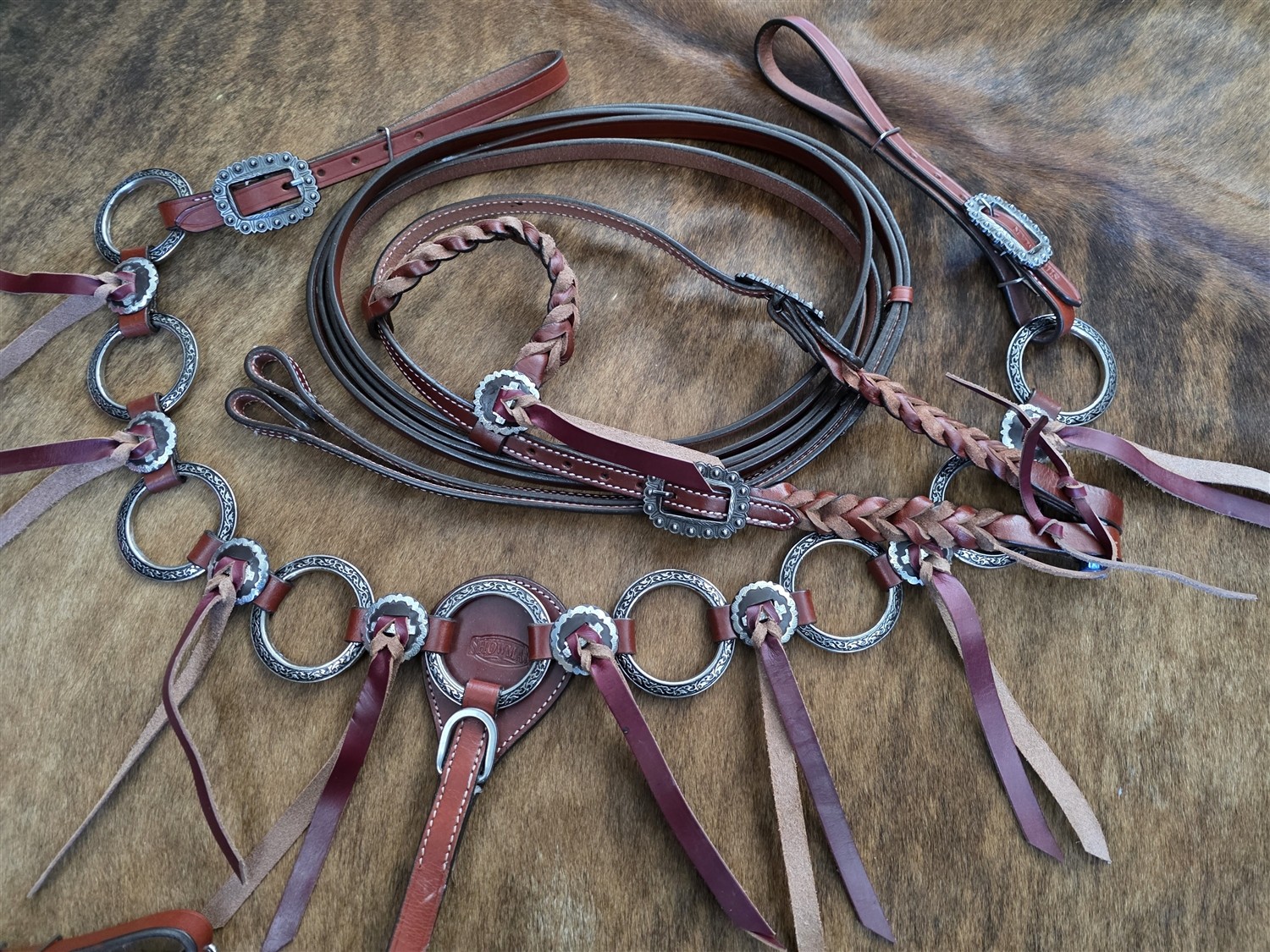 Heritage Metal Ring Headstall, Reins and Breastcollar - Large Silver Rings