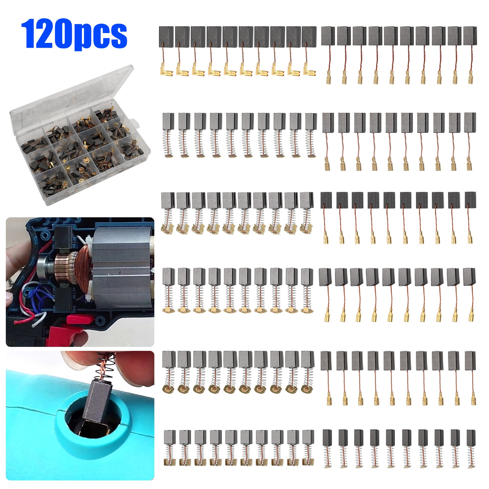 120x12 Sizes Universal Carbon Brushes Graphite Motor Brush for Drill Grinder Saw