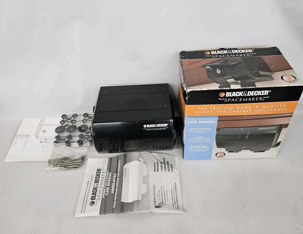 Black & Decker SpaceMaker CO100B Under Cabinet Can Opener With Hardware Tested