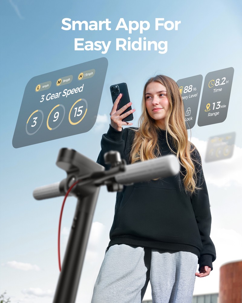 ELECTRIC SCOOTER ADULTS + SHOCK ABSORPTION&APP CONTROL FOLDING E-SCOOTER COMMUTE