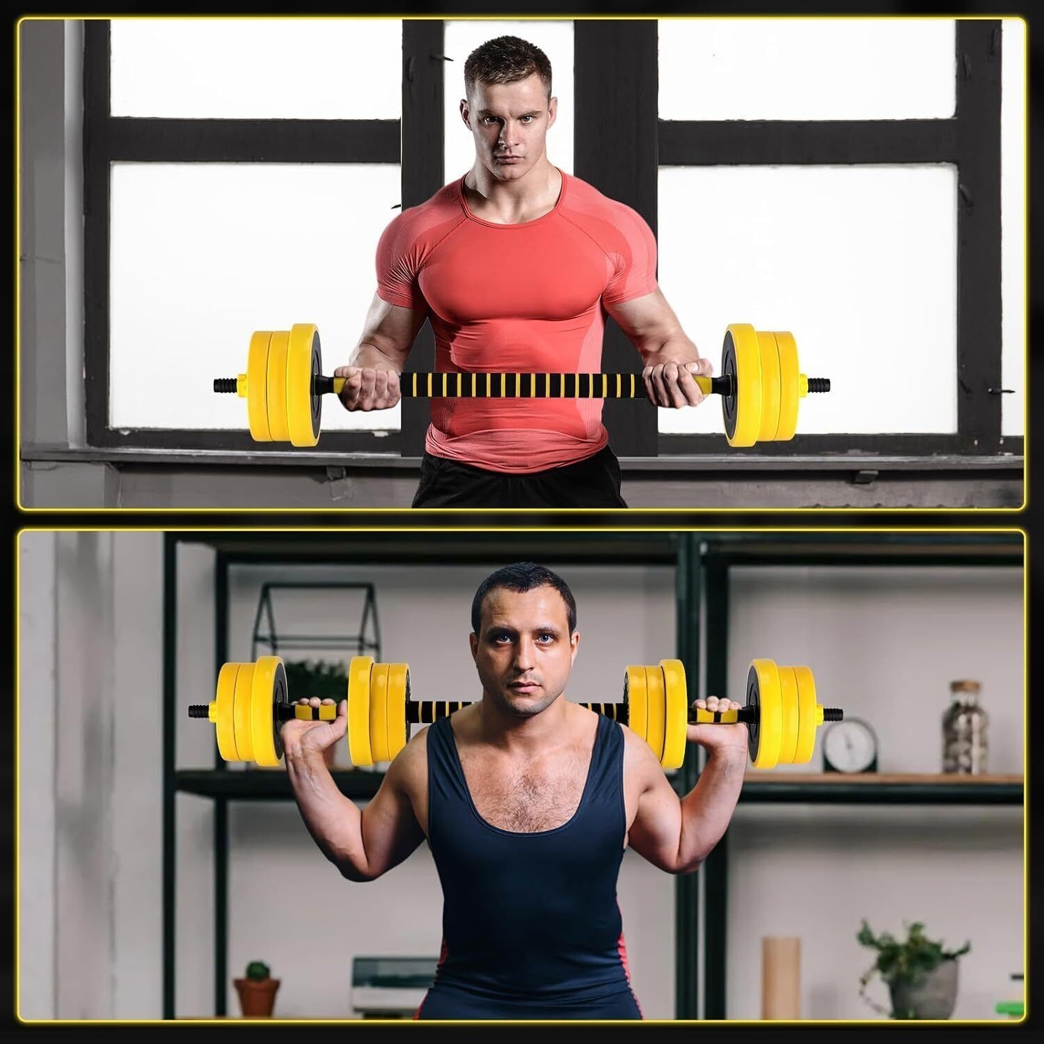 Adjustable Weight Dumbbell Set 33 LBS Cap Gym Home Barbell Plates Body Workout