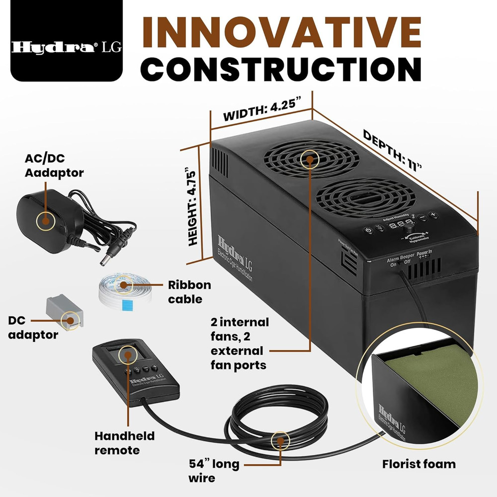LED Remote-Controlled Cigar Humidifier for 2500 Cigars