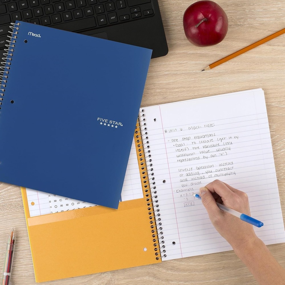 Durable Spiral Notebook with Study App – College Ruled, 100 Sheets, Pacific Blue